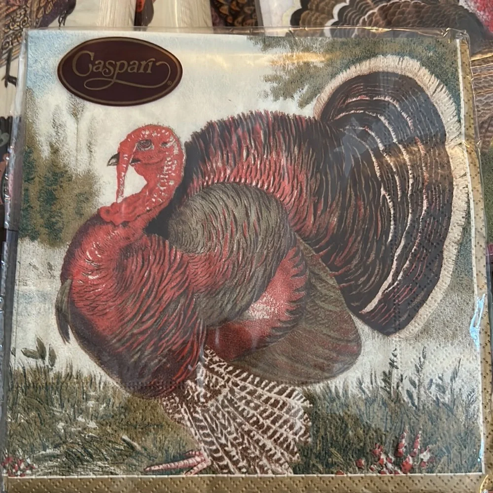2 pkgs Caspari Winterthur Turkey Thanksgiving Napkins